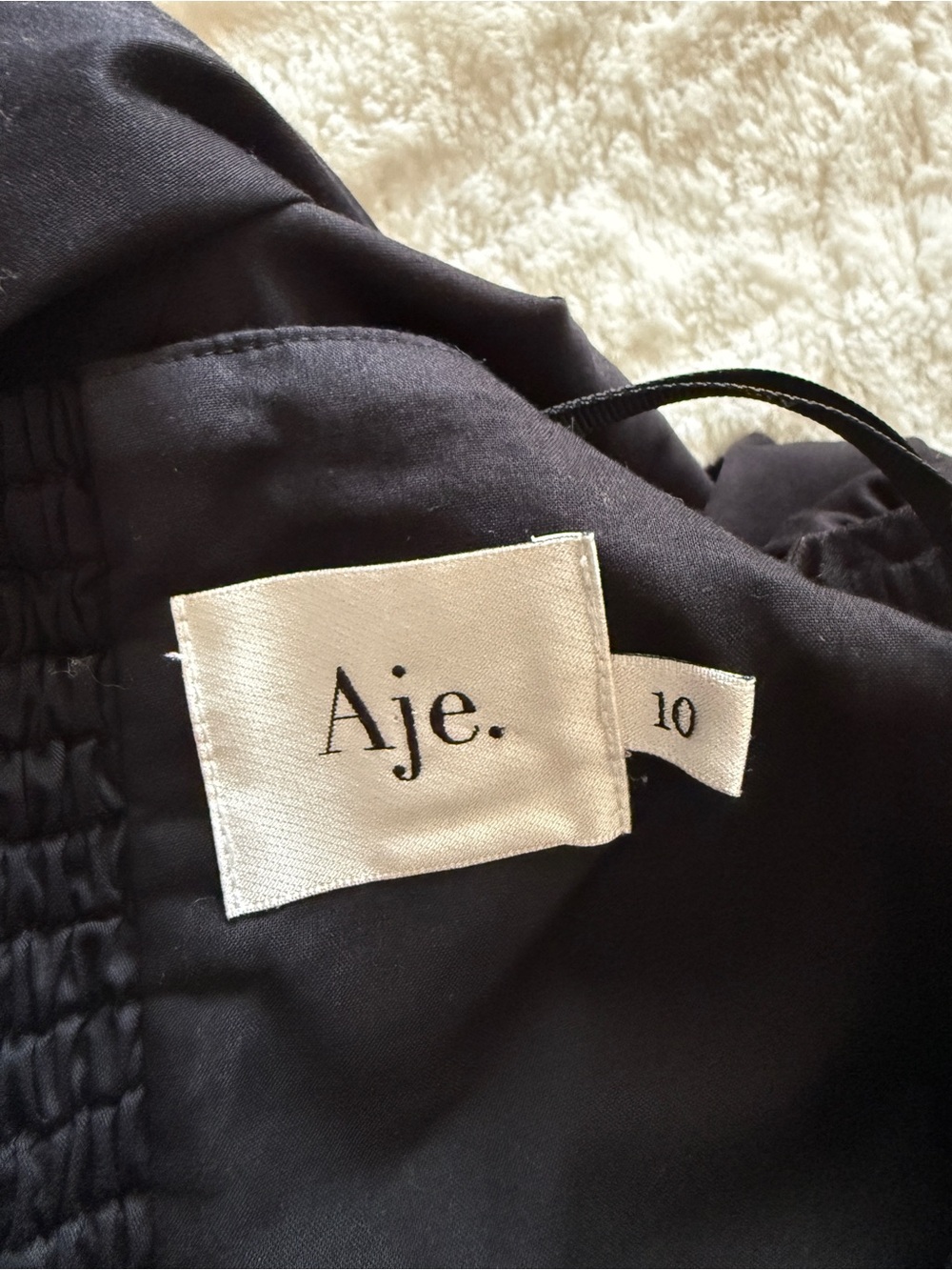 Aje Valentina Bow Midi Dress Black Cotton Poplin Puff Sleeve US 6 AU 10 - Picture 11 of 12